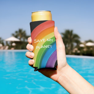 RAINBOW Save my planet (customisable) Seltzer Can Cooler