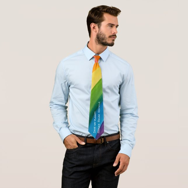 RAINBOW Save my planet (customisable) Tie (In Situ)
