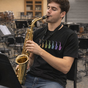 Rainbow Saxophone Colorful Jazz Music Instrument T-Shirt