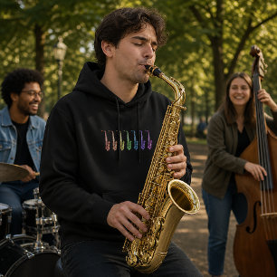Rainbow Saxophone Colourful Jazz Instrument Hoodie