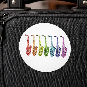 Rainbow Saxophone Lineup Classic Round Sticker