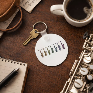 Rainbow Saxophone Tenor Lineup Key Ring