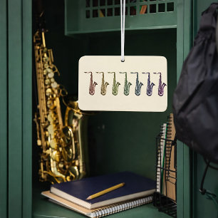 Rainbow Saxophones Music Art   Colorful Saxophone  Car Air Freshener