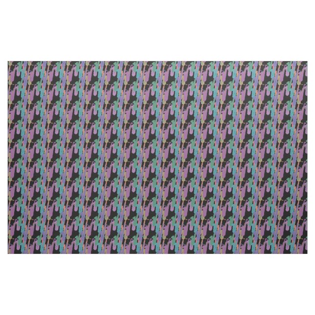Rainbow Saxophones Pattern on Black Fabric (Yard)