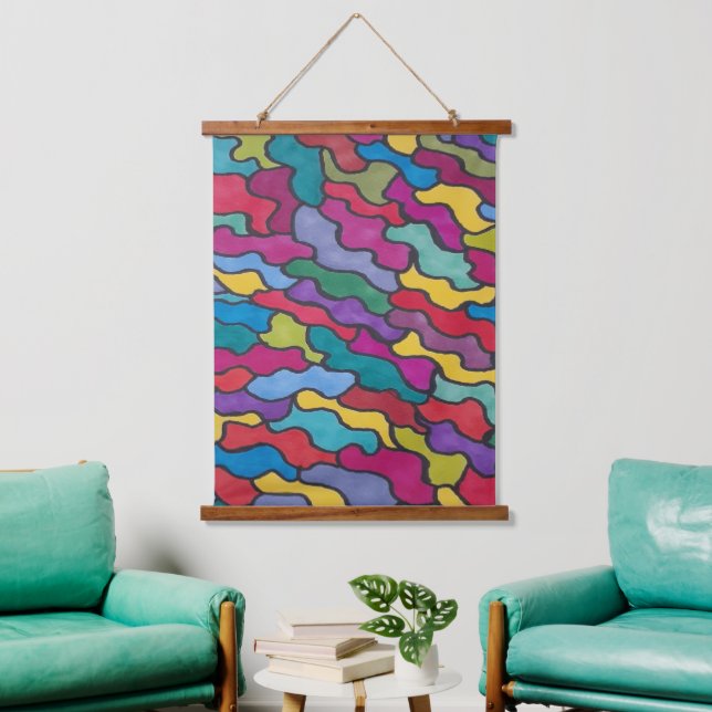 Rainbow Scales Abstract  Hanging Tapestry (Living Room)