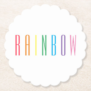 RAINBOW Scalloped Round Paper Coasters