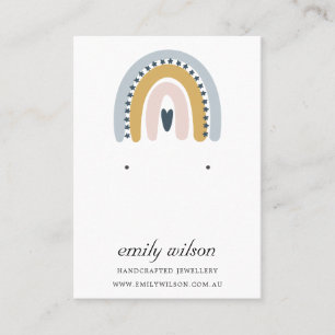 RAINBOW SCANDI BLUSH HEART EARRING STUD DISPLAY BUSINESS CARD