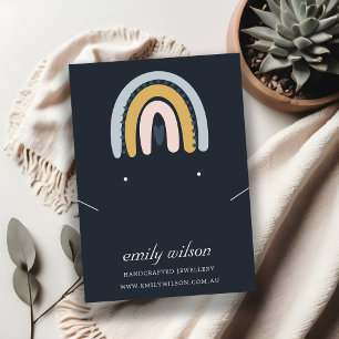 RAINBOW SCANDI BLUSH NAVY EARRING NECKLACE DISPLAY BUSINESS CARD