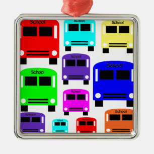 rainbow school buses metal tree decoration