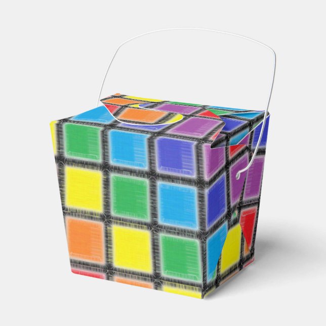 Rainbow Scratched Squares Favour Box (Front Side)