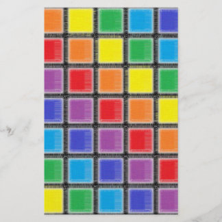 Rainbow Scratched Squares Stationery
