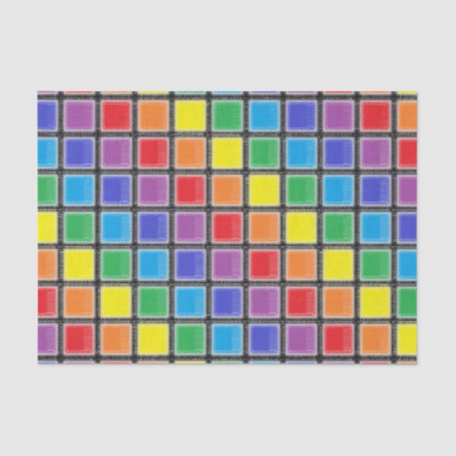 Rainbow Scratched Squares Tissue Paper (Front)