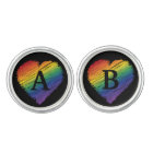 Rainbow scribble heart cufflinks