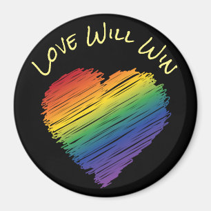 Rainbow scribble heart magnet