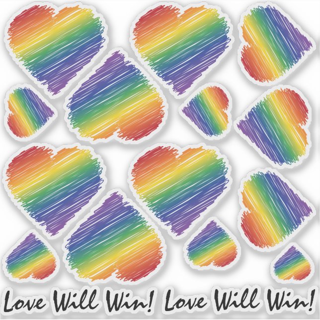 Rainbow Scribble Heart Variety sized (Front)