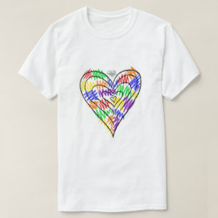 Rainbow Scribbles Heart T-Shirts