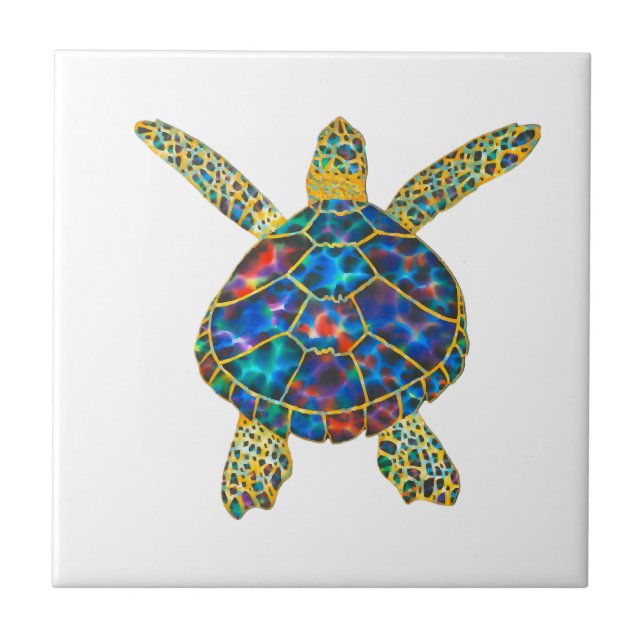 Rainbow Sea Turtle Copy Ceramic Tile (Front)