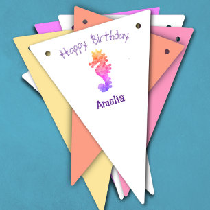 Rainbow Seahorse Birthday Personalised Bunting