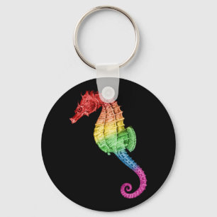 Rainbow Seahorse Key Ring