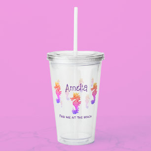  Rainbow Seahorse Personalised Acrylic Tumbler