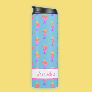 Rainbow Seahorse Personalised Thermal Tumbler