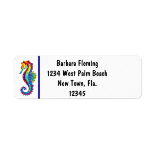 Rainbow Seahorse Return Address Label