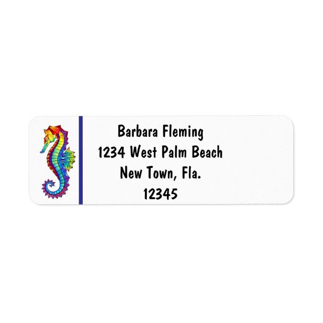 Rainbow Seahorse Return Address Label (Front)