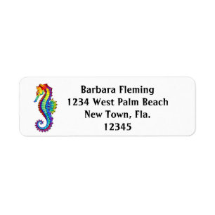 Rainbow Seahorse Return Address Label