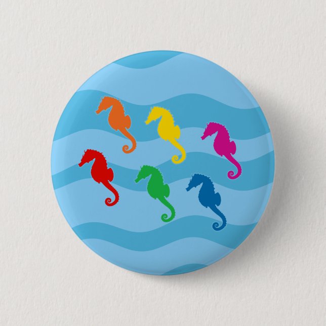 Rainbow Seahorses 6 Cm Round Badge (Front)