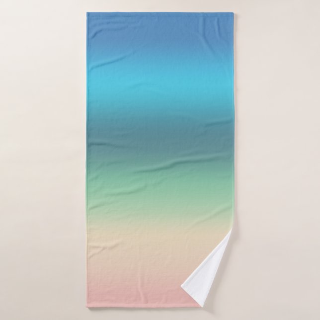 Rainbow Seashore Beach in Gradient Stripes Bath Towel Set (Bath Towel)