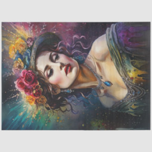 Rainbow Seductress Woman Decoupage Paper 