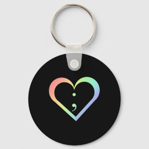 Rainbow Semicolon Heart Mental Health Awareness Pr Key Ring