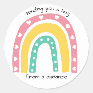 Rainbow Sending You A Hug From a Distance Classic Round Sticker