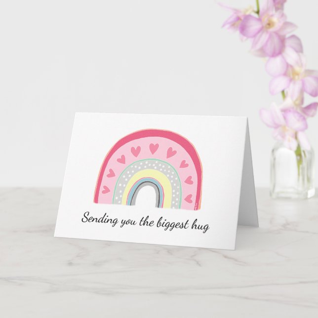 Rainbow sending you the biggest hug cute get well card (Orchid)