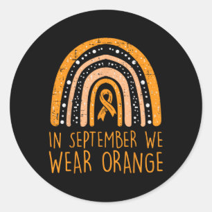 Rainbow September We Wear Orange Leukaemia Awarene Classic Round Sticker