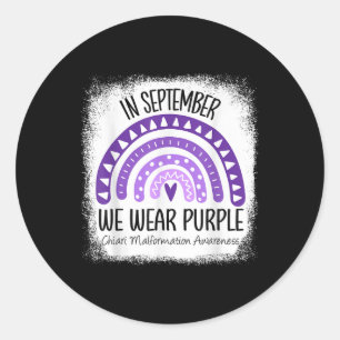 Rainbow September Wear Purple Chiari Malformation Classic Round Sticker