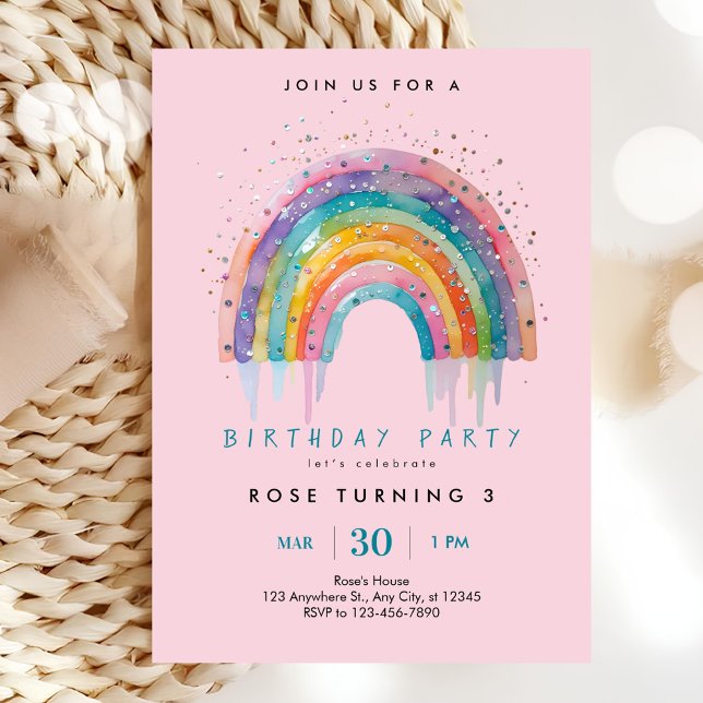 Rainbow Sequin Party Invitation (Creator Uploaded)