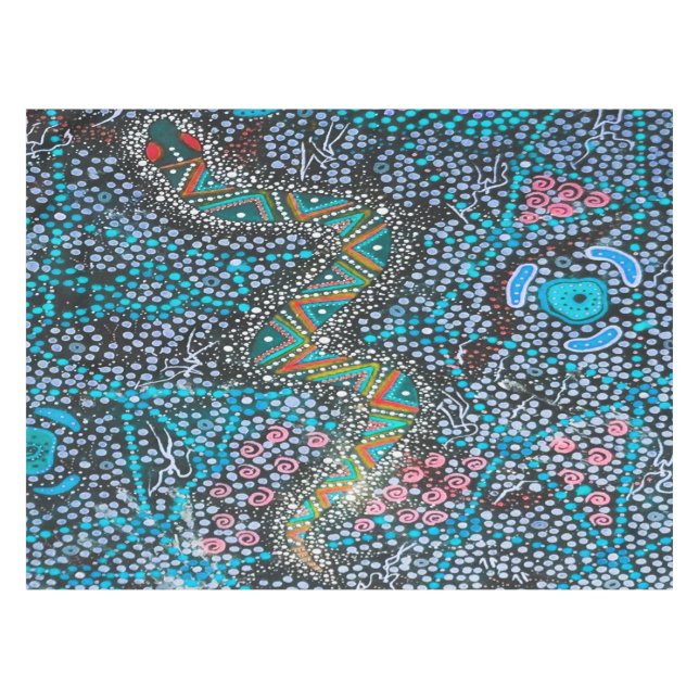Rainbow Serpent Aboriginal Art Tablecloth (Front (Horizontal))