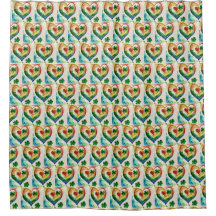 Rainbow Shamrock Heart Shower Curtain - Irish