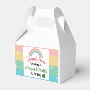 Rainbow & Shamrock Lucky One First Birthday Favour Box
