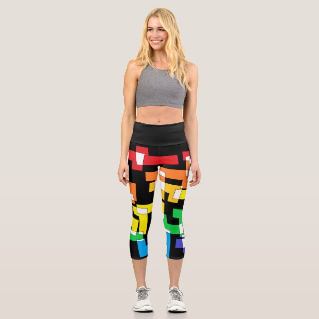 Rainbow Shapes Capri Leggings (Front)