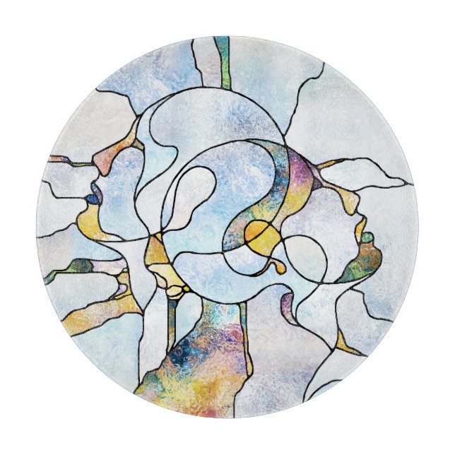Rainbow shards, stained glass unity cutting board (Front)
