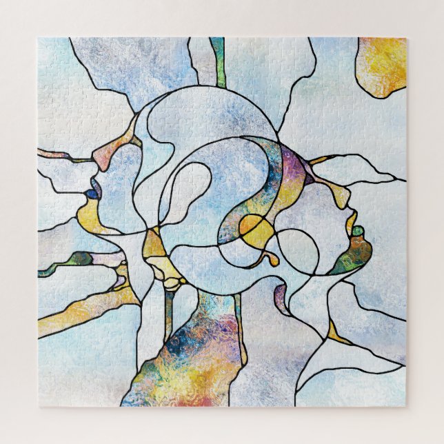 Rainbow shards, stained glass unity jigsaw puzzle (Vertical)