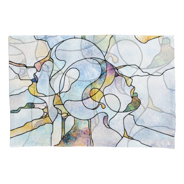 Rainbow shards, stained glass unity pillowcase (Front)