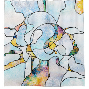 Rainbow Shards. Unity of Stained Glass series. Bac Shower Curtain