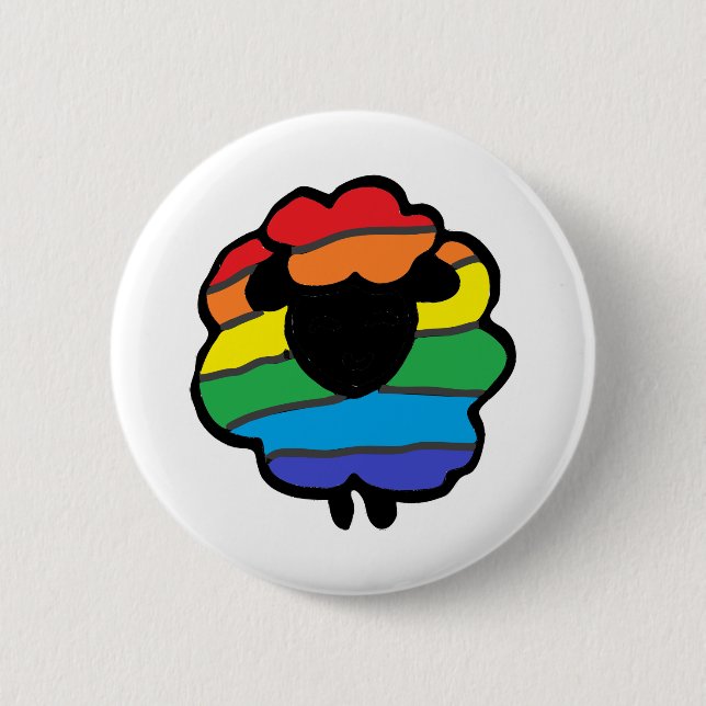 Rainbow Sheep 6 Cm Round Badge (Front)