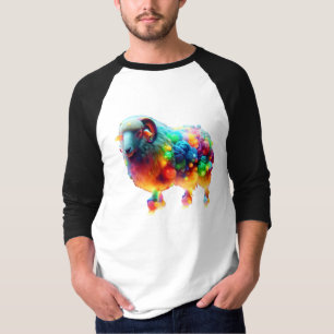 Rainbow Sheep Art – Glowing Colorful Wool, Fantasy T-Shirt