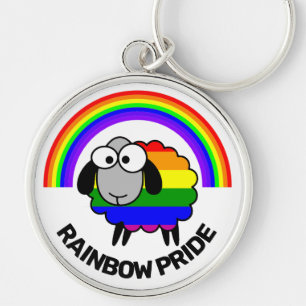 Rainbow Sheep Button Keychain