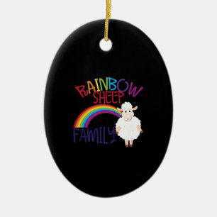 Rainbow sheep of family Colourful Sheep Gift Ceramic Ornament