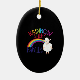 Rainbow sheep of family | Colourful Sheep Gift Ceramic Ornament